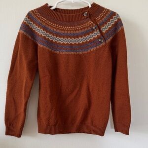Edgehill Collection Rust Orange Fair Isle Yoke Sweater